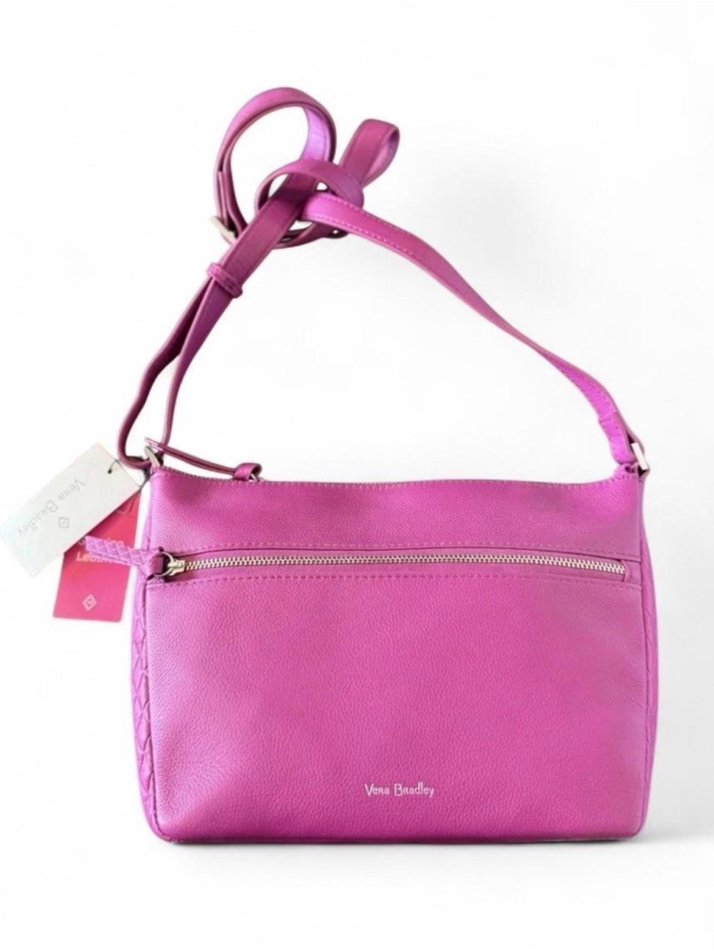 Vera Bradley Bright Pink Pebbled Leather Crossbody 10x7 NWT